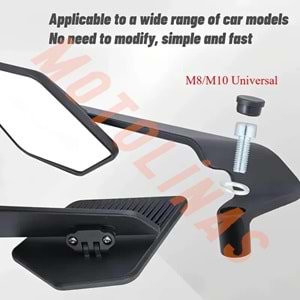 MODİFİYE ACI AYARLI AYNA TAKIMI NAKED YARASA AYNA [SİYAH] - UNİVERSAL