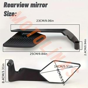 MODİFİYE ACI AYARLI AYNA TAKIMI NAKED YARASA AYNA [SİYAH] - UNİVERSAL