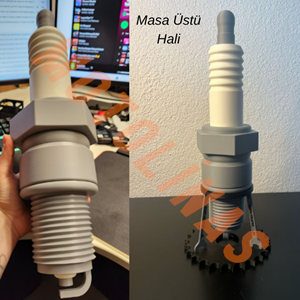 3D MOTOR BUJİ TASARIMLI LAMBA [RGB LEDLİ] OFİS, ODA MASA ÜSTÜ APARATLI