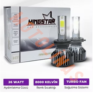 LED XENON H4 [BEYAZ] KISA TİP KASA [KINGSTAR] ZENON FANLI ADET FİYAT