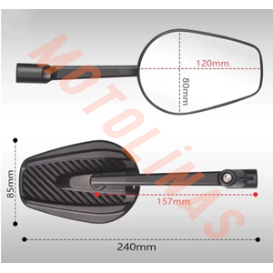 AYNA TAKIMI METAL [GERÇEK KARBON - OVAL ] 8mm-10mm APARATLI - UNİVERSAL