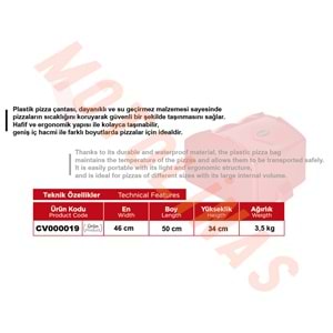 ARKA ÇANTA [90 Litre] [KIRMIZI] PİZZA ÇANTASI