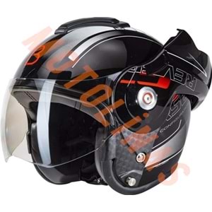 ÇENE AÇILIR VİZÖRLÜ KASK REVERSE SİYAH KIRMIZI [ XL ] - BEON