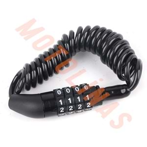 ŞİFRELİ KİLİT 4mm x 150cm KASK KİLİDİ - BİSİKLET , MOTOSİKLET
