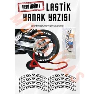 LASTİK YANAK YAZISI DUNLOP BEYAZ 3D + YAPIŞKAN - LNSMOTO