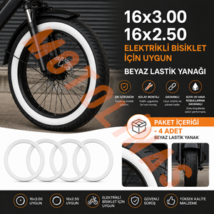 LASTİK BEYAZ YANAK 4 ADET 16x250 16x300 - ELEKTRİKLİ BİSİKLET
