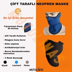 MASKE NEOPREN ÇİFT TARAFLI SİYAH - MOTOSİKLET