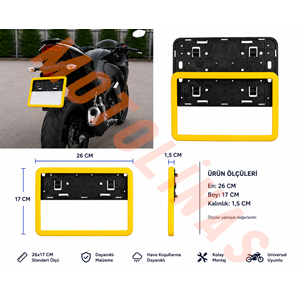 PLAKALIK PLASTİK 26cmX17cm İTHAL MODİFİYE [SARI ÇERÇEVE] - MOTOSİKLET,ATV,UNİVERSAL