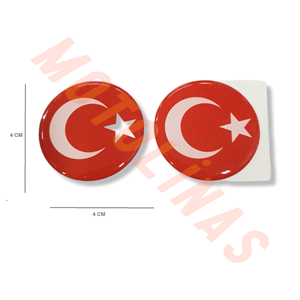 STİCKER 3D DAMLA TÜRK BAYRAĞI-YUVARLAK 2’Lİ 4x4 CM – UNIVERSAL