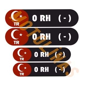 KAN GRUBU KASK ETİKETİ 4 PARÇA 0 RH (-) ÜRETİM