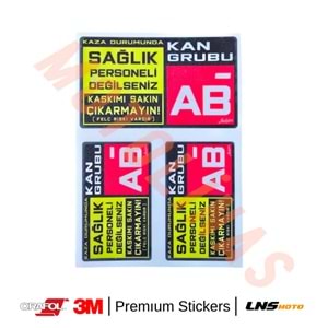 KAN GRUBU ETİKETİ [REKLEFTÖRLÜ] 3 lü SET - AB Rh Negatif (-) 3M STİCKER- UNİVERSAL