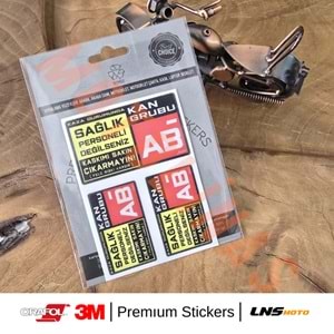 KAN GRUBU ETİKETİ [REKLEFTÖRLÜ] 3 lü SET - AB Rh Negatif (-) 3M STİCKER- UNİVERSAL