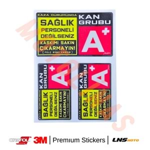 KAN GRUBU ETİKETİ [REKLEFTÖRLÜ] 3 lü SET - ARh Pozitif (+) 3M STİCKER- UNİVERSAL