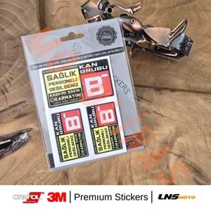 KAN GRUBU ETİKETİ [REKLEFTÖRLÜ] 3 lü SET - BRh Negatif (-) 3M STİCKER- UNİVERSAL