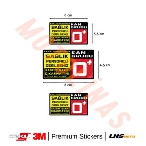KAN GRUBU ETİKETİ [REKLEFTÖRLÜ] 3 lü SET - 0Rh Pozitif (+) 3M STİCKER- UNİVERSAL