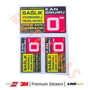 KAN GRUBU ETİKETİ [REKLEFTÖRLÜ] 3 lü SET - 0Rh Negatif (-) 3M STİCKER- UNİVERSAL