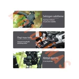 TELEFON TUTUCU [GİDON VE AYNA BAĞLANTI][TİTREŞİM EMİCİ] ÖRÜMCEK MODEL - UNİVERSAL