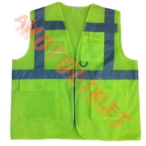 REFLEKTÖRLÜ İKAZ YELEĞİ - CEPLİ - S BEDEN