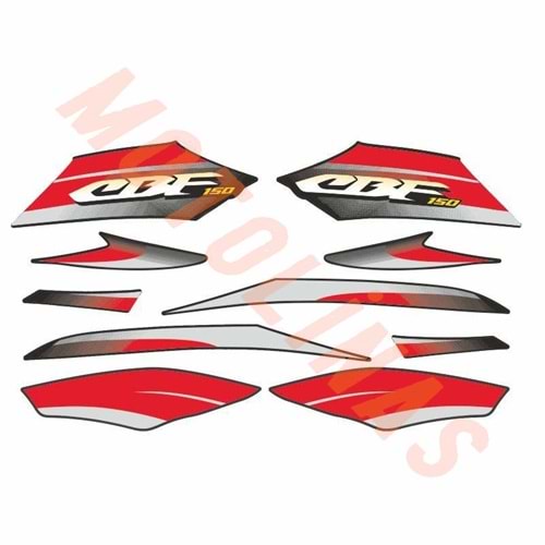 KAPORTA STİCKER SETİ FULL SET KIRMIZI/SİYAH - CBF 150