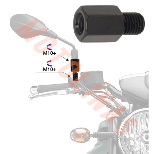 ALT 10mm DÜZ DİŞ - ÜST 10mm DÜZ DİŞ AYNA UZATMA