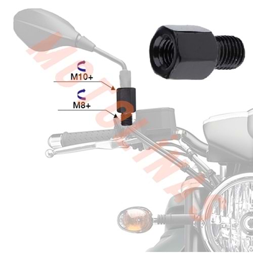 ALT 8mm DÜZ DİŞ - ÜST 10mm DÜZ DİŞ AYNA UZATMA [ADET FİYAT]