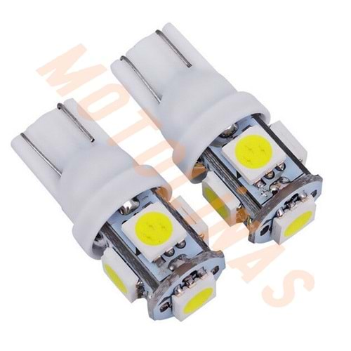 PARK AMPUL [DİPSİZ] 2 ADET SET T10 12V ÇAKAR LED BEYAZ IŞIK ADET İNWELLS