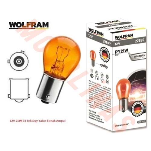 AMPUL [YAKIN TIRNAK] 12V 67 10W TURUNCU TEK DUY ALMAN MALI - WOLFRAM