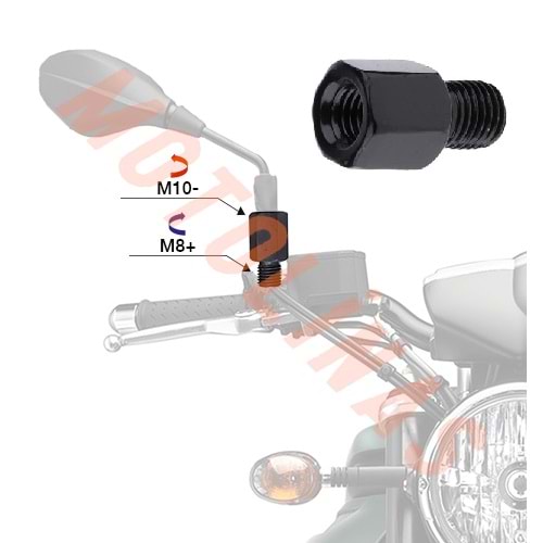 ALT 8mm DÜZ DİŞ - ÜST 10mm TERS DİŞ AYNA UZATMA