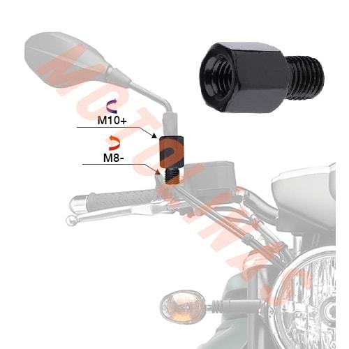 ALT 8mm TERS DİŞ - ÜST 10mm DÜZ DİŞ AYNA UZATMA