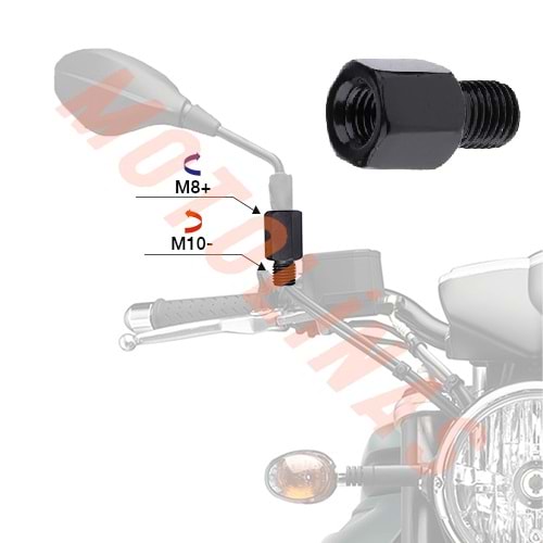 ALT 10mm TERS DİŞ - ÜST 8mm DÜZ DİŞ AYNA UZATMA