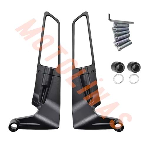 KATLANIR AYNA [MAT SİYAH] [KÜÇÜK] YARASA H2 MODEL - UNİVERSAL