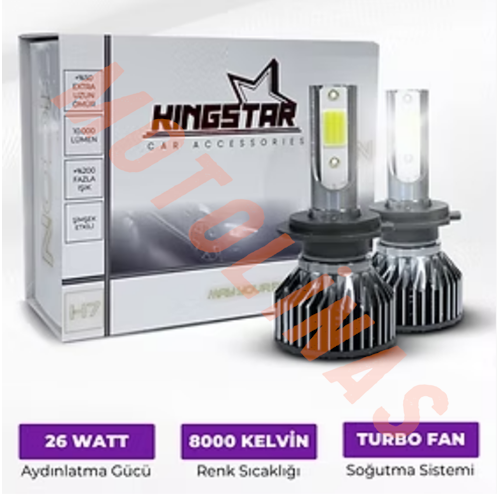 LED XENON H4 [BEYAZ] KISA TİP KASA [KINGSTAR] ZENON FANLI ADET FİYAT