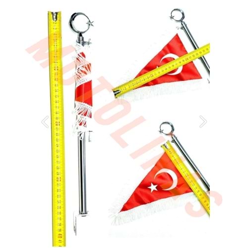 Flama Türk Bayrak Direği Beyaz Püsküllü Ay Yıldız Plastik - Motosiklet