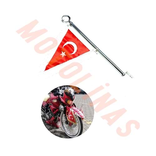 Flama Türk Bayrak Direği Beyaz Püsküllü Ay Yıldız Plastik - Motosiklet