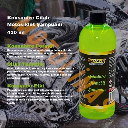 CİLALI KONSANTRE MOTOSİKLET ŞAMPUANI 410ml YEŞİL FORMÜL - UNİVERSAL