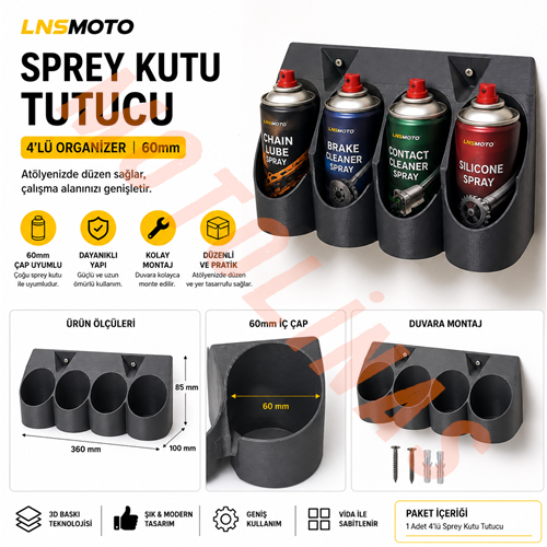 SPREY DUVAR ORGANİZATÖRÜ 4 lü - ÖZEL ÜRETİM