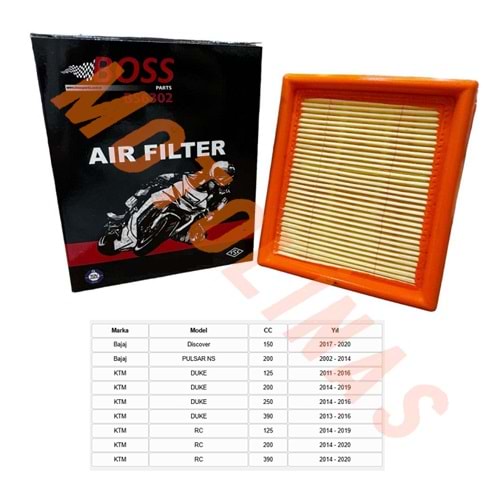HAVA FİLTRESİ [BS6302] PERFORMANS- BAJAJ DİSCOVER, NS200 2002-20214, KTM DUKE 125,200,250,360, KTM RC 125,200,390