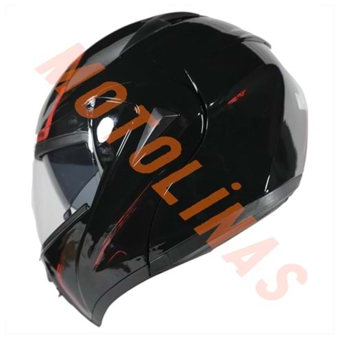 ÇENE AÇILIR VİZÖRLÜ KASK [VRT]] [SİYAH] [XL] CE BELGELİ- OEM