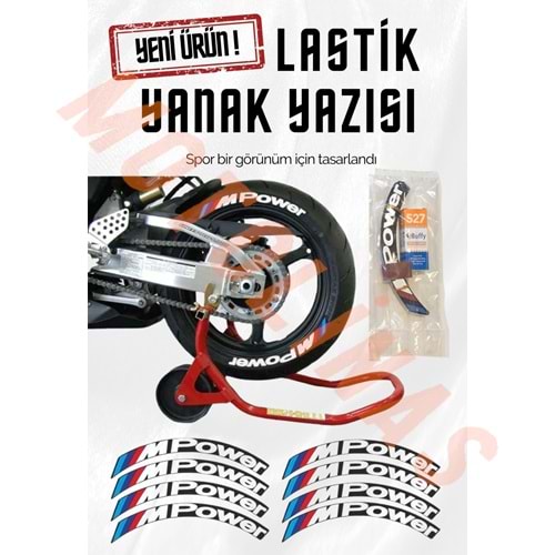 LASTİK YANAK YAZISI M POWER BEYAZ 3D + YAPIŞKAN - LNSMOTO