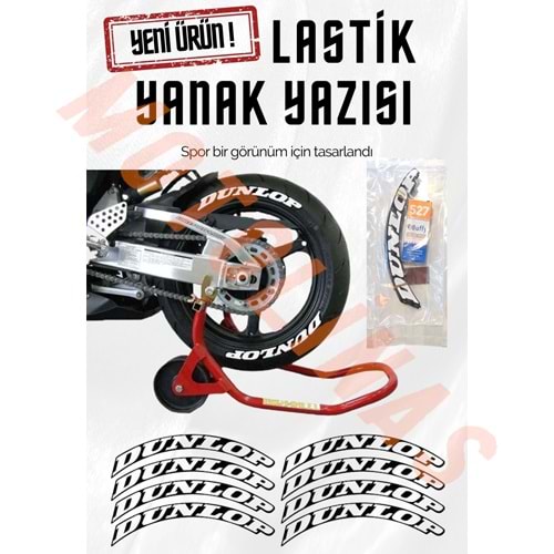 LASTİK YANAK YAZISI DUNLOP BEYAZ 3D + YAPIŞKAN - LNSMOTO
