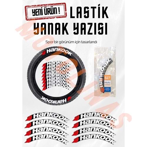 LASTİK YANAK YAZISI HANKOOK BEYAZ 3D + YAPIŞKAN - LNSMOTO