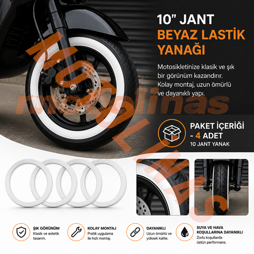 LASTİK BEYAZ YANAK 4 ADET 10 JANT - MOTOSİKLET