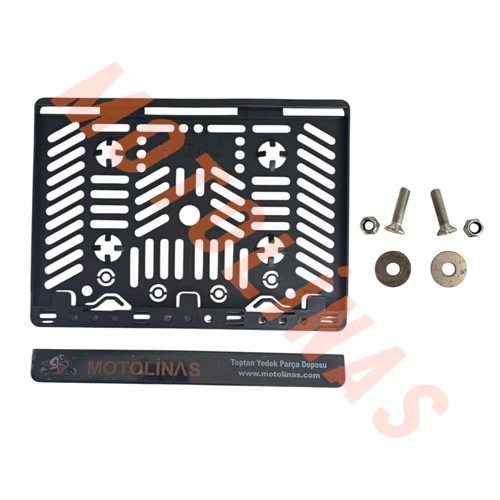 MOTOSİKLET PLAKALIK [ KIRILMAZ PLASTİK [LNS] 15x24.5cm + CİVATA SETİ