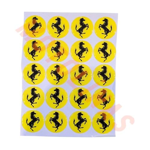 DAMLA ETİKET 5x5cm [ 20 ADET FİYATI] FERRARİ SARI KARŞILIKLI MODEL
