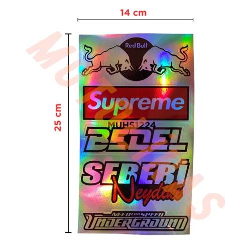 HOLOGRAM STİCKER KARIŞIK M-3 15x25cm - 5 PARÇA SET