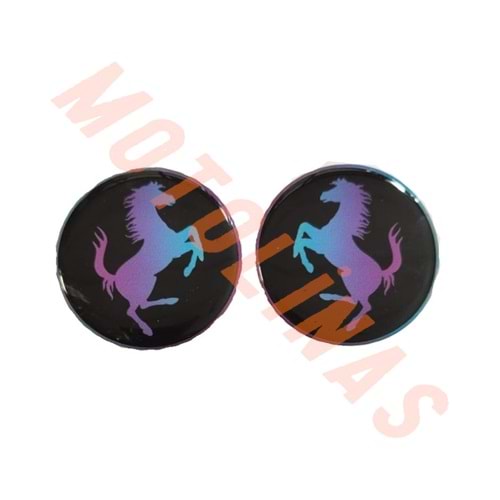 STİCKER 3D DAMLA FERRARİ [SİYAH-MOR] 2 Lİ 4cm X 4cm - UNİVERSAL