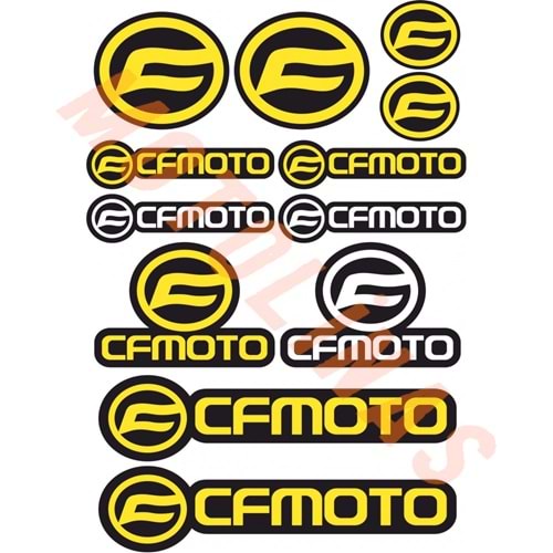 STİCKER SETİ [A4] [CF MOTO SARI - 12 PARÇA] - UNİVERSAL