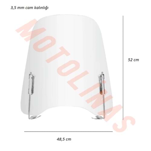 SİPERLİK CAMI [3,5mm] [UZUN MODEL] [MUHTELİF] 48,5*52 CM