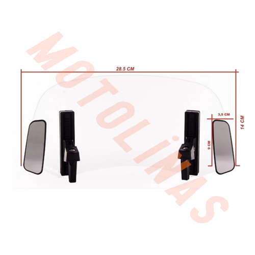 ÖN SİPERLİK UZATMA / DEFLEKTÖR ŞEFFAF [AYNALI] [14cm/28,5cm] - UNİVERSAL
