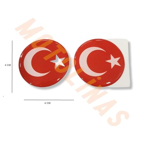 DAMLA STİCKER TÜRK BAYRAĞI 4cm - 2 ADET